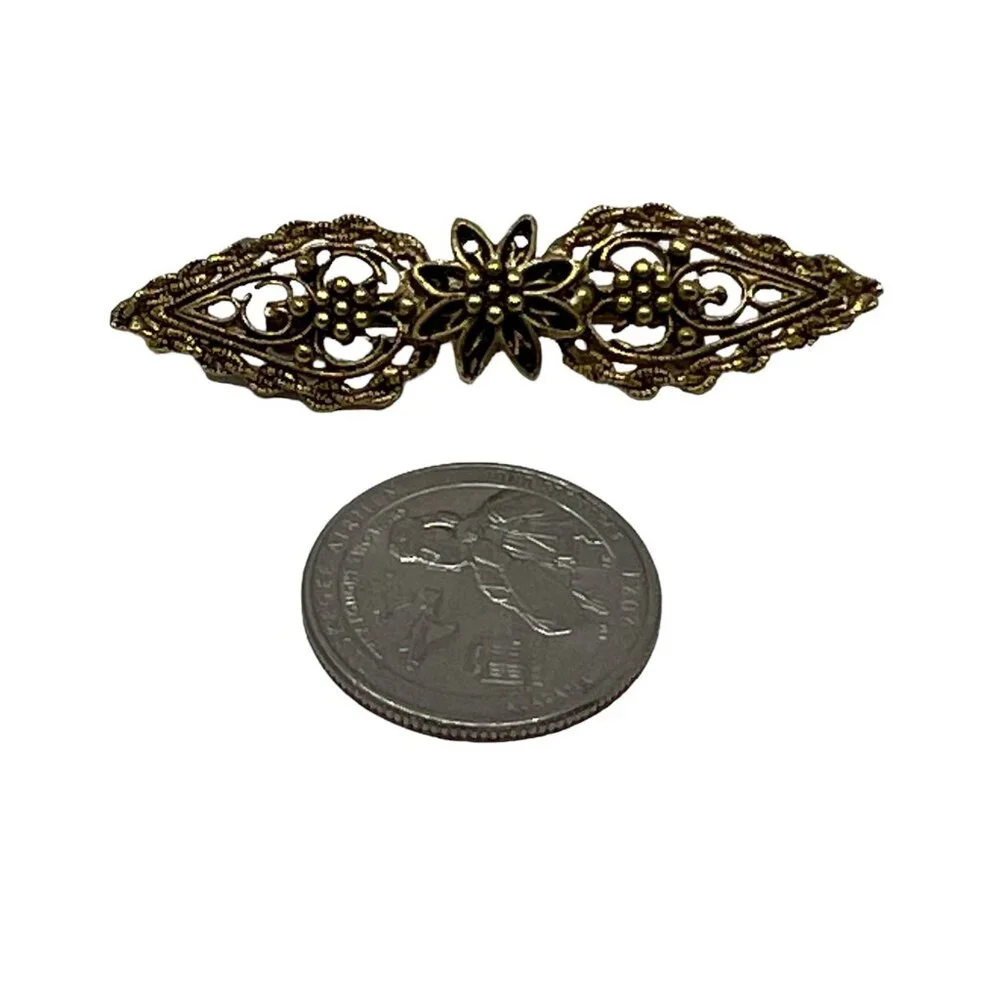 Flower Brooch‎ Braided Filigree Shiny Matte Vintage Bar Pin